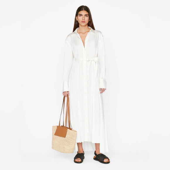 Frame Denim Dresses & Skirts - FRAME Pleated Inset Maxi Dress in Blanc